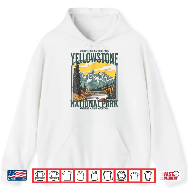 Hoodie Yellowstone National Park Vintage Hiking Camping Shirt