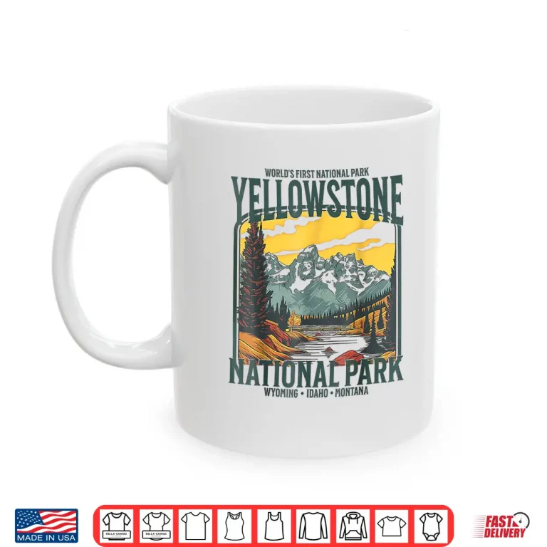 Mug Yellowstone National Park Vintage Hiking Camping Shirt