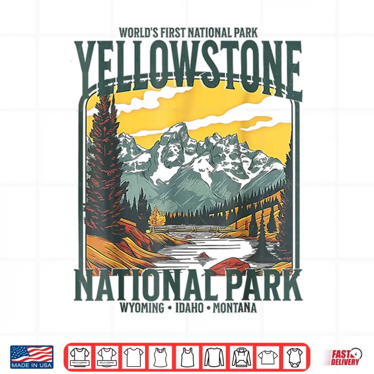 Design Yellowstone National Park Vintage Hiking Camping Shirt