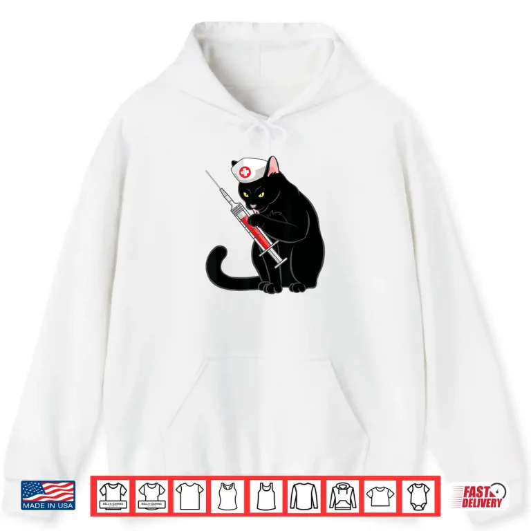 Hoodie Doctor Cat Shirt For Nurses Doctors Gift Funny Black Cat Shirt