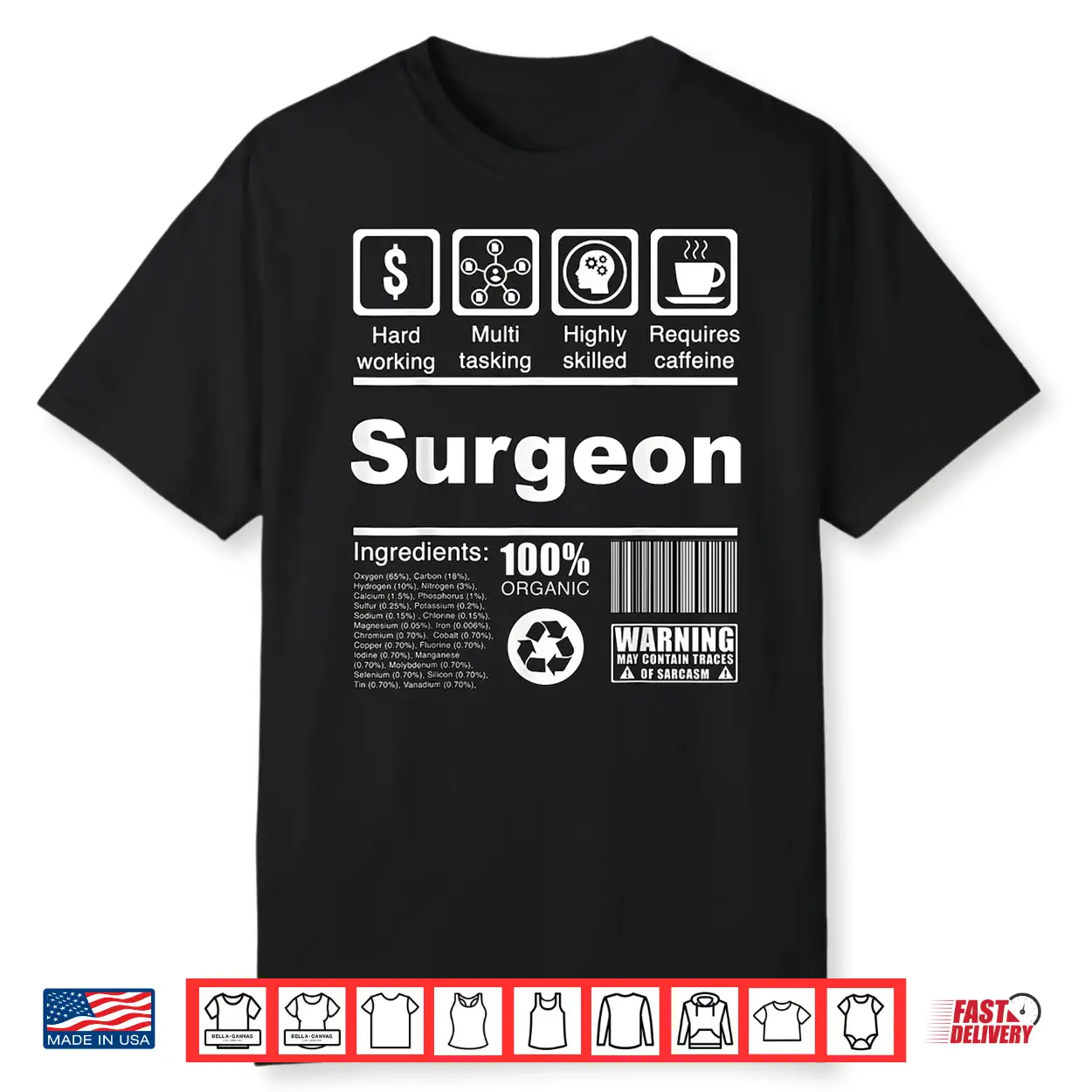 Surgeon Funny Nutritional Facts For Surgeons Shirt Surgeon Funny Nutritional Facts For Surgeons Shirt