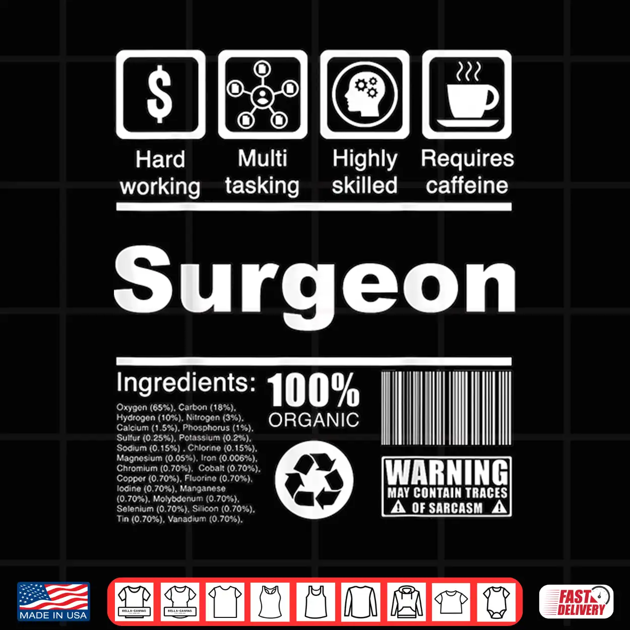 Surgeon Funny Nutritional Facts For Surgeons Shirt Surgeon Funny Nutritional Facts For Surgeons Shirt
