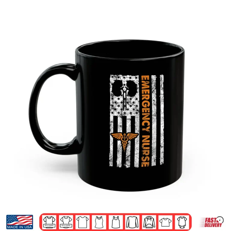 Mug Classic Distressed Flag Shirt For Emergency Room Er Nurses Shirt