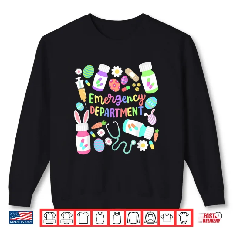 Sweatshirt Easter Nurse Emergency Department Groovy Er Nurses Bunny Shirt