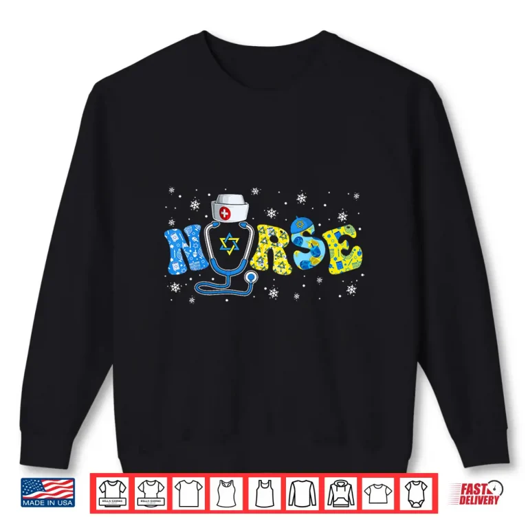 Sweatshirt Jewish Nurse Stethoscope Happy Hanukkah Chanukah Pajamas Shirt