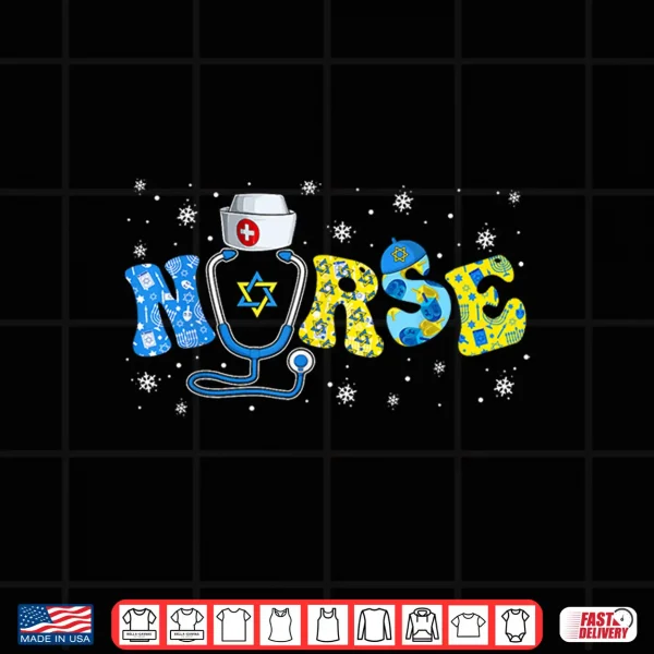 Design Jewish Nurse Stethoscope Happy Hanukkah Chanukah Pajamas Shirt