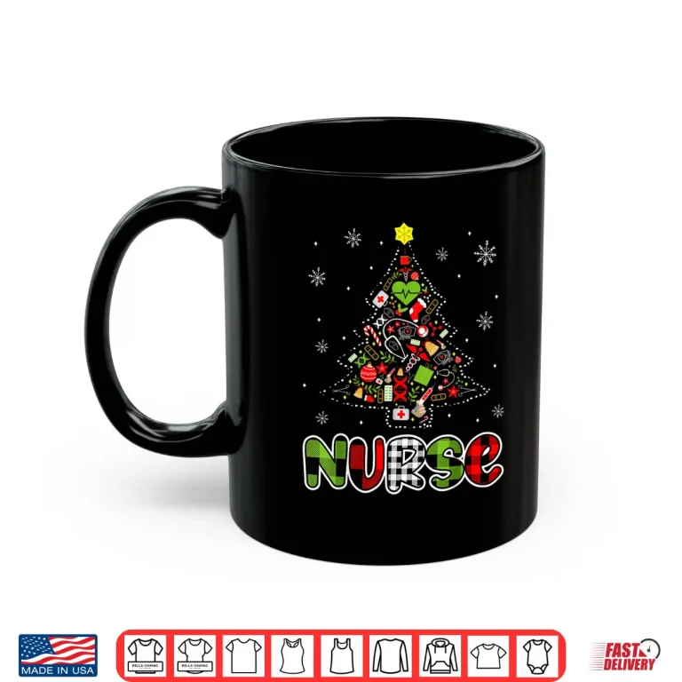 Mug Nurse Christmas Tree Nurses Xmas Pajamas Pjs Rn Er Men Women Shirt