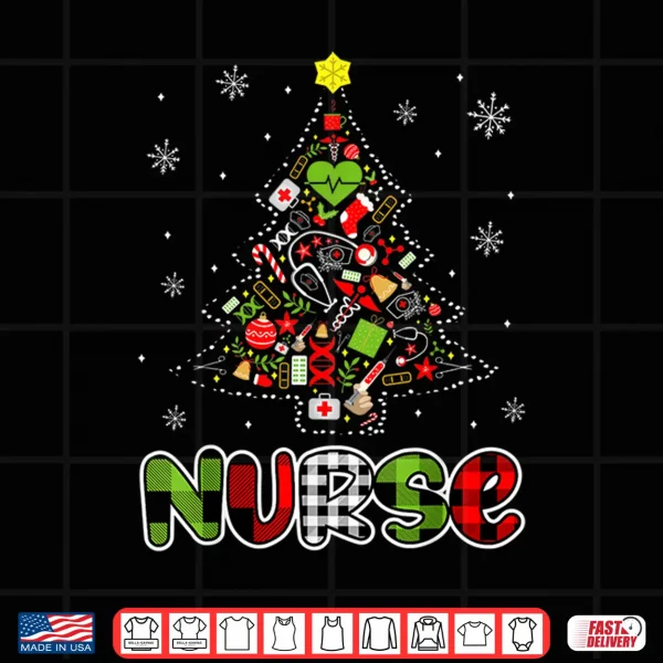 Design Nurse Christmas Tree Nurses Xmas Pajamas Pjs Rn Er Men Women Shirt