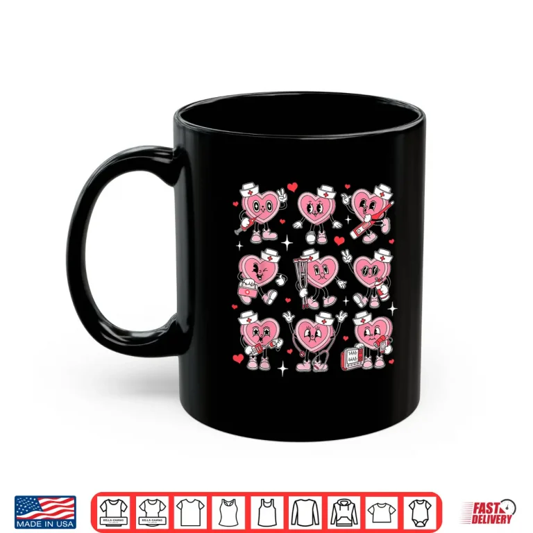 Mug Nurse Valentine Candy Heart Er Icu Nicu Rn Nurses Women Shirt