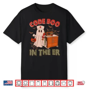 Retro Code Boo In The Er Icu Nurses Boo Jee Ghost Halloween Shirt