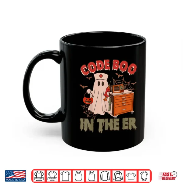 Mug Retro Code Boo In The Er Icu Nurses Boo Jee Ghost Halloween Shirt