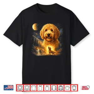 Goldendoodle Howling To The Moon Vintage Dog Art Shirt