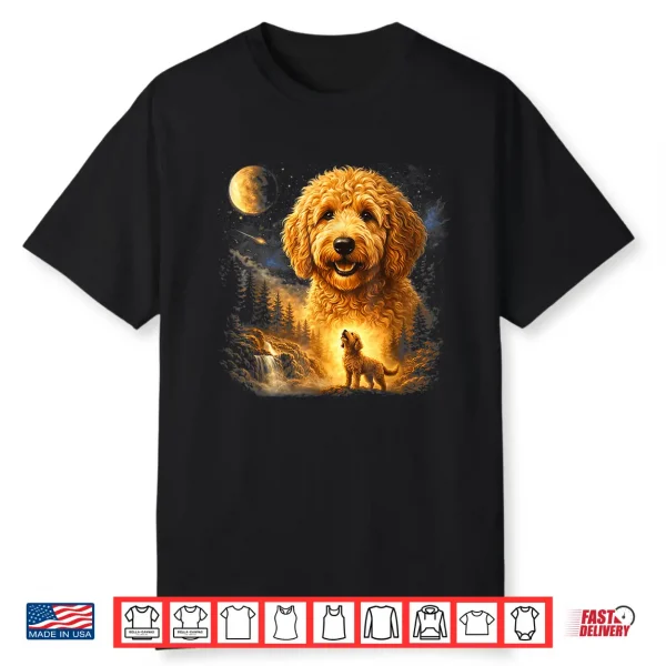 Goldendoodle Howling To The Moon Vintage Dog Art Shirt