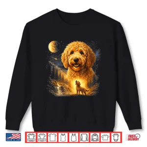 Sweatshirt Goldendoodle Howling To The Moon Vintage Dog Art Shirt