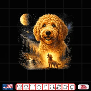 Design Goldendoodle Howling To The Moon Vintage Dog Art Shirt