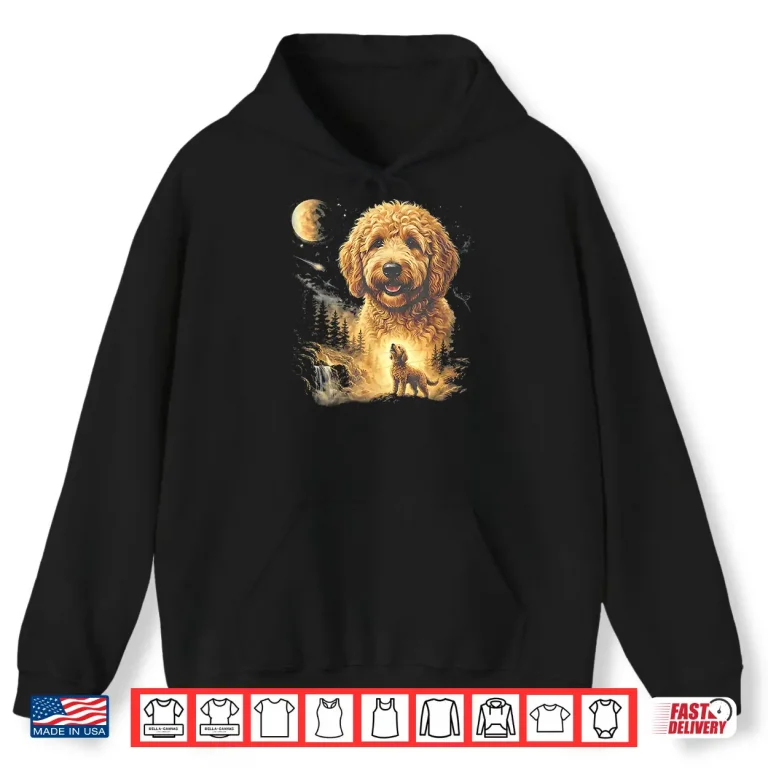 Hoodie Goldendoodle Howling To The Moon Vintage Shirt