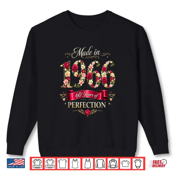 Sweatshirt 60 Year Old Made In 1966 Floral 60Th Birthday Cute Shirt