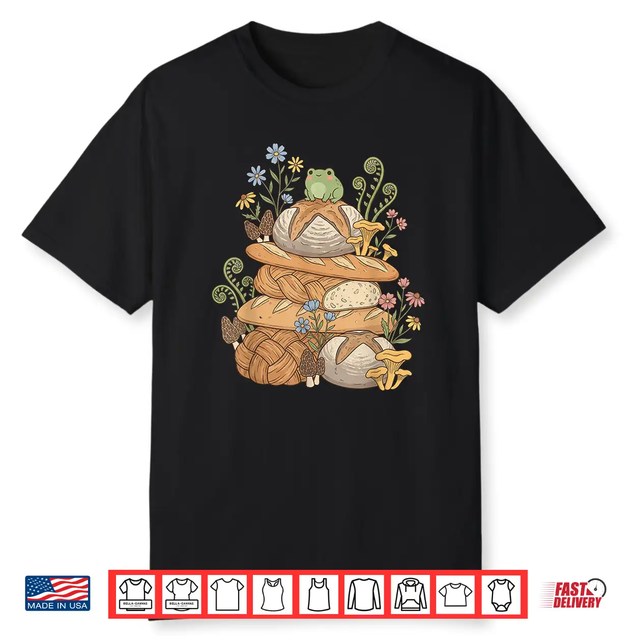 Cottagecore Sourdough Frog Bread Funny Bakery Baking Art Shirt