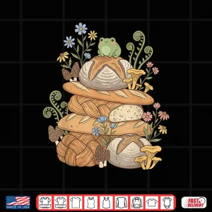 Design Cottagecore Sourdough Frog Bread Funny Bakery Baking Art Shirt