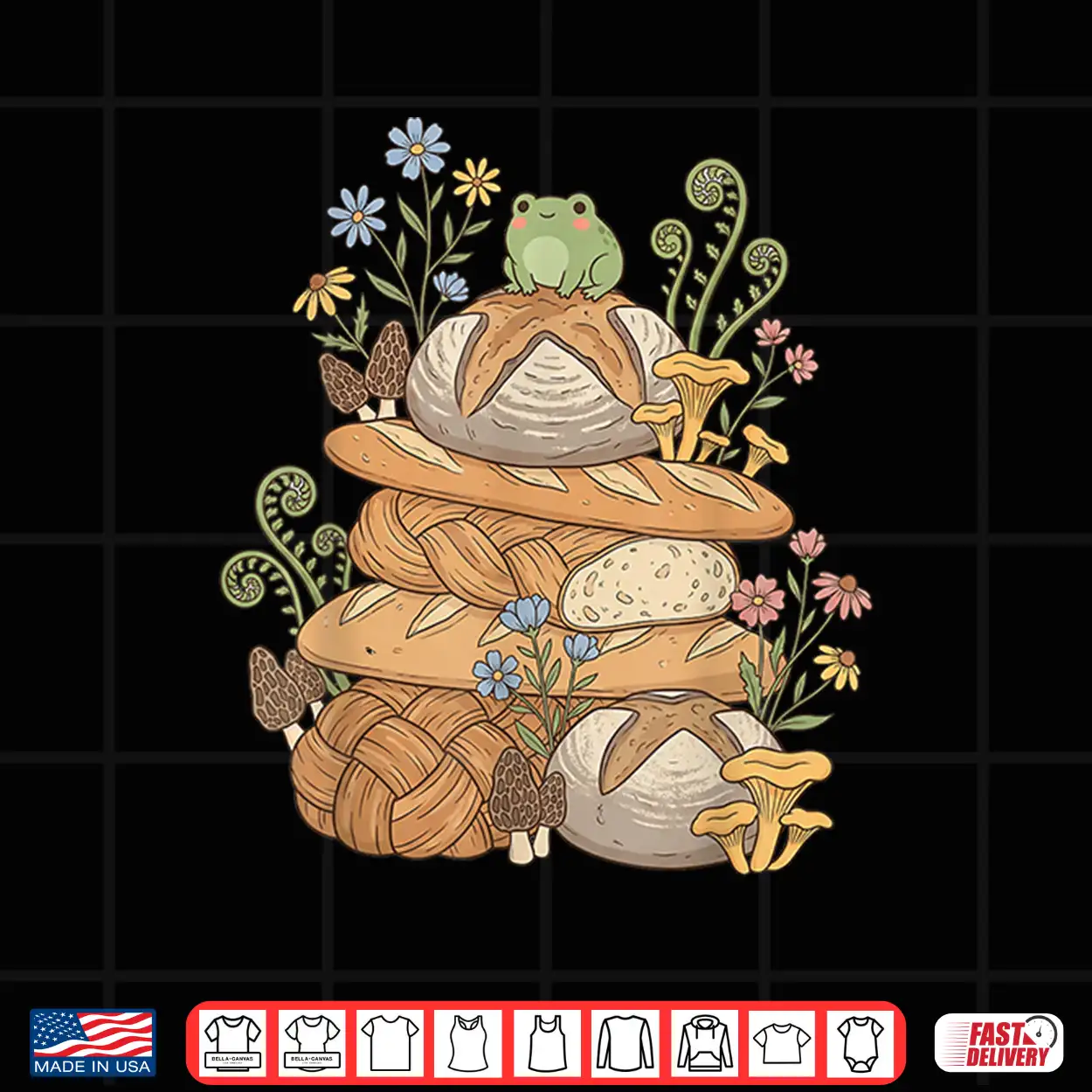 Cottagecore Sourdough Frog Bread Funny Bakery Baking Art Shirt