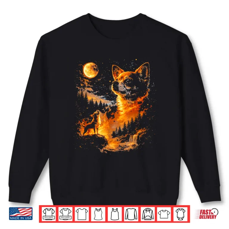 Sweatshirt Funny Chihuahua Howling To The Moon Vintage 90S Retro Animal Shirt