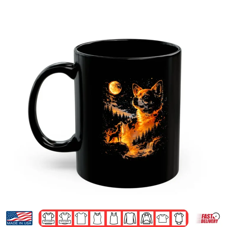 Mug Funny Chihuahua Howling To The Moon Vintage 90S Retro Animal Shirt