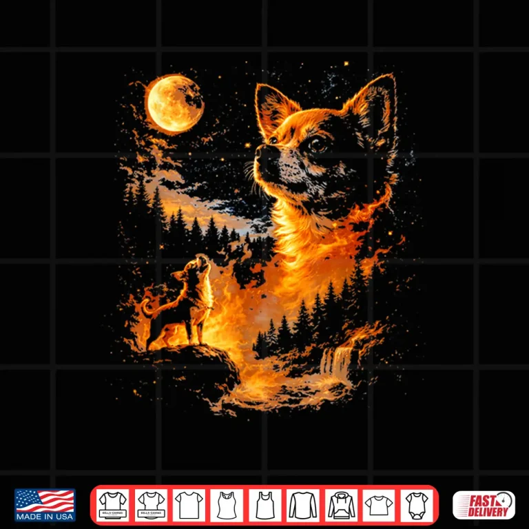 Design Funny Chihuahua Howling To The Moon Vintage 90S Retro Animal Shirt