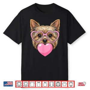 Funny Cute Yorkie Dog Heart Bubble Gum Puppy Face Animal Art Shirt