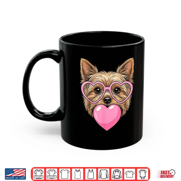 Mug Funny Cute Yorkie Dog Heart Bubble Gum Puppy Face Animal Art Shirt