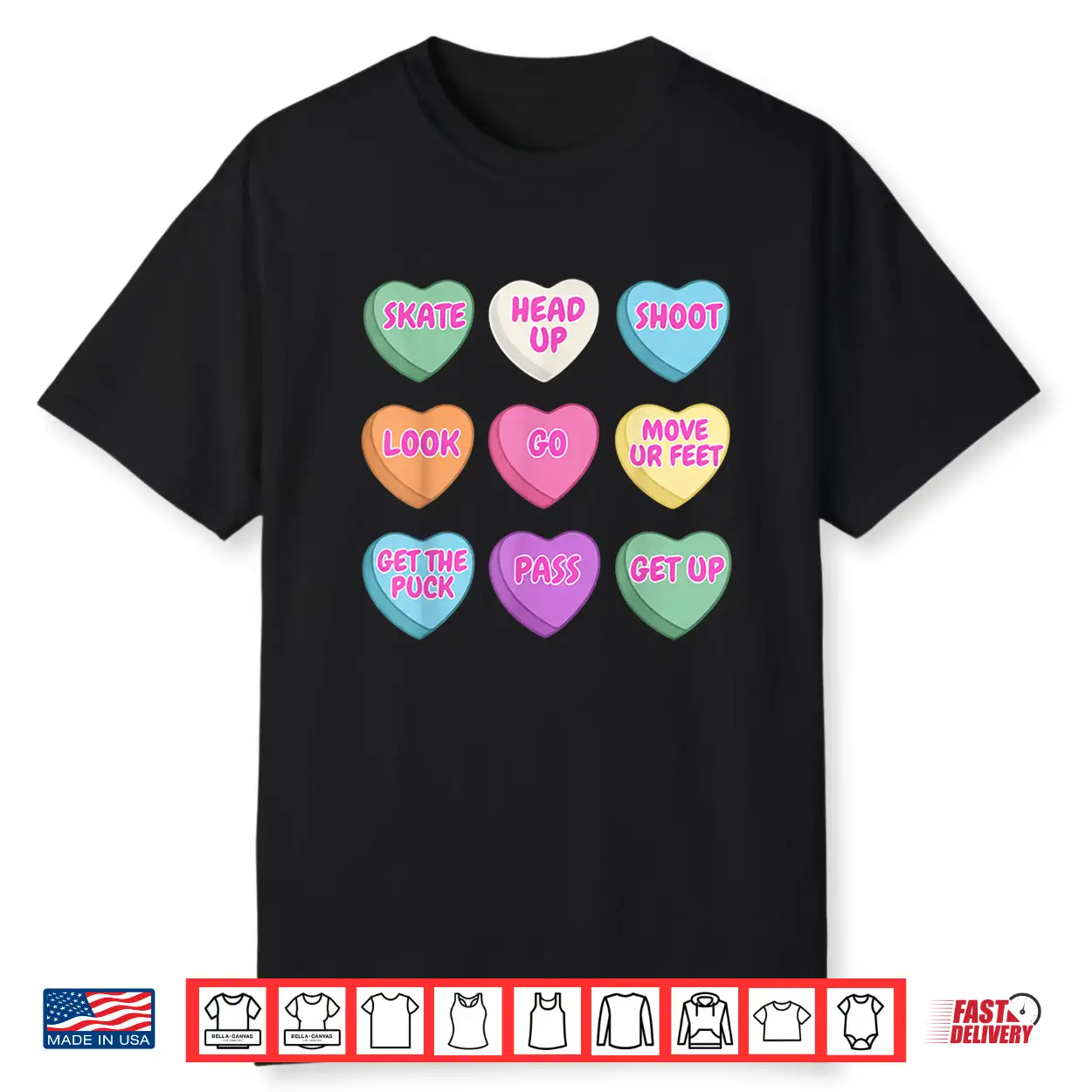 Hockey Candy Heart Motivational Phrases Valentines Shirt Hockey Candy Heart Motivational Phrases Valentines Shirt