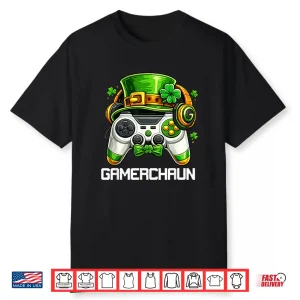 Leprechaun St Patricks Day Game Controller Gamer Boys Kids Shirt