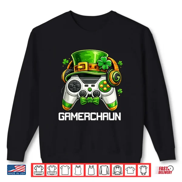 Leprechaun St Patricks Day Game Controller Gamer Boys Kids Shirt 2 Sweatshirt Leprechaun St Patricks Day Game Controller Gamer Boys Kids Shirt