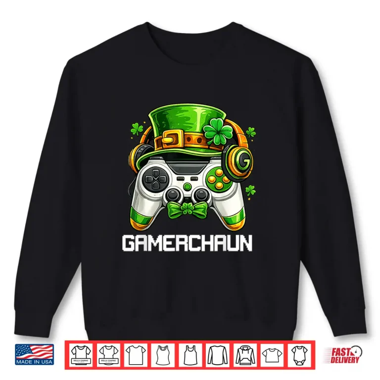 Leprechaun St Patricks Day Game Controller Gamer Boys Kids Shirt 2 Sweatshirt Leprechaun St Patricks Day Game Controller Gamer Boys Kids Shirt