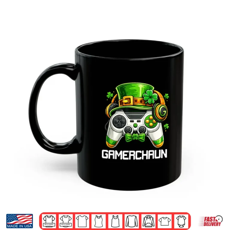Leprechaun St Patricks Day Game Controller Gamer Boys Kids Shirt 3 Mug Leprechaun St Patricks Day Game Controller Gamer Boys Kids Shirt