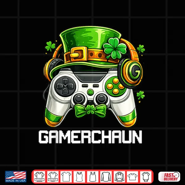Leprechaun St Patricks Day Game Controller Gamer Boys Kids Shirt 4 Design Leprechaun St Patricks Day Game Controller Gamer Boys Kids Shirt