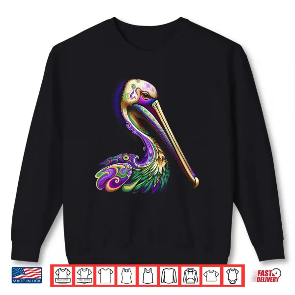 Psychedelic Pelican Mardi Gras Beads New Orleans Carnival Shirt 2 Sweatshirt Psychedelic Pelican Mardi Gras Beads New Orleans Carnival Shirt