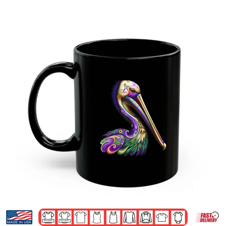 Psychedelic Pelican Mardi Gras Beads New Orleans Carnival Shirt 3 Mug Psychedelic Pelican Mardi Gras Beads New Orleans Carnival Shirt