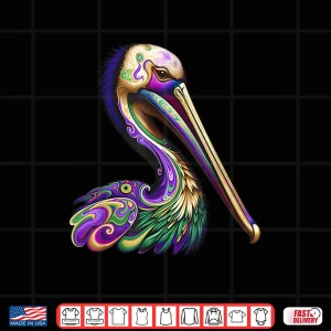 Design Psychedelic Pelican Mardi Gras Beads New Orleans Carnival Shirt