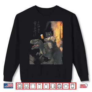Sweatshirt Black Cat Samurai Dinosaur Shirt