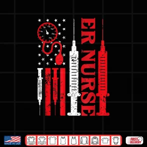 Design Classic Distressed Flag For Emergency Room Er Nurses Shirt