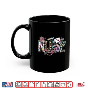 Mug Nurses Day Valentines Day Flowers Er Icu Nicu Rn Nurse Women Shirt