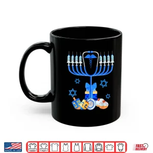 Mug Stethoscope Menorah Jewish Nurse Hanukkah Chanukah Pajamas Shirt