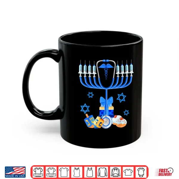 Mug Stethoscope Menorah Jewish Nurse Hanukkah Chanukah Pajamas Shirt