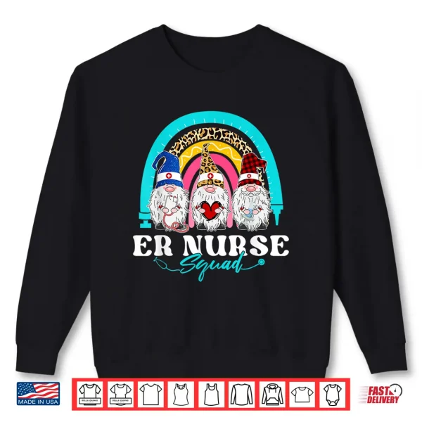 Sweatshirt Funny Er Nurse Squad Leopard Rainbow Gnomies Nurses Day Shirt