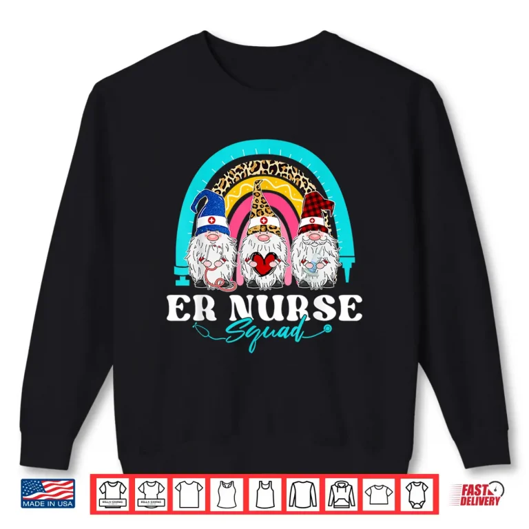 Sweatshirt Funny Er Nurse Squad Leopard Rainbow Gnomies Nurses Day Shirt