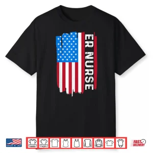 Er Nurse Vintage Apparel For Nurses With Usa Flag Patriotic Shirt