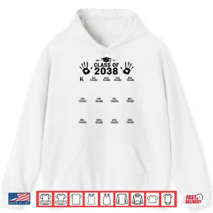 Hoodie Class of 2038 Grow With Me Handprint Kindergarten to 12th Shirt