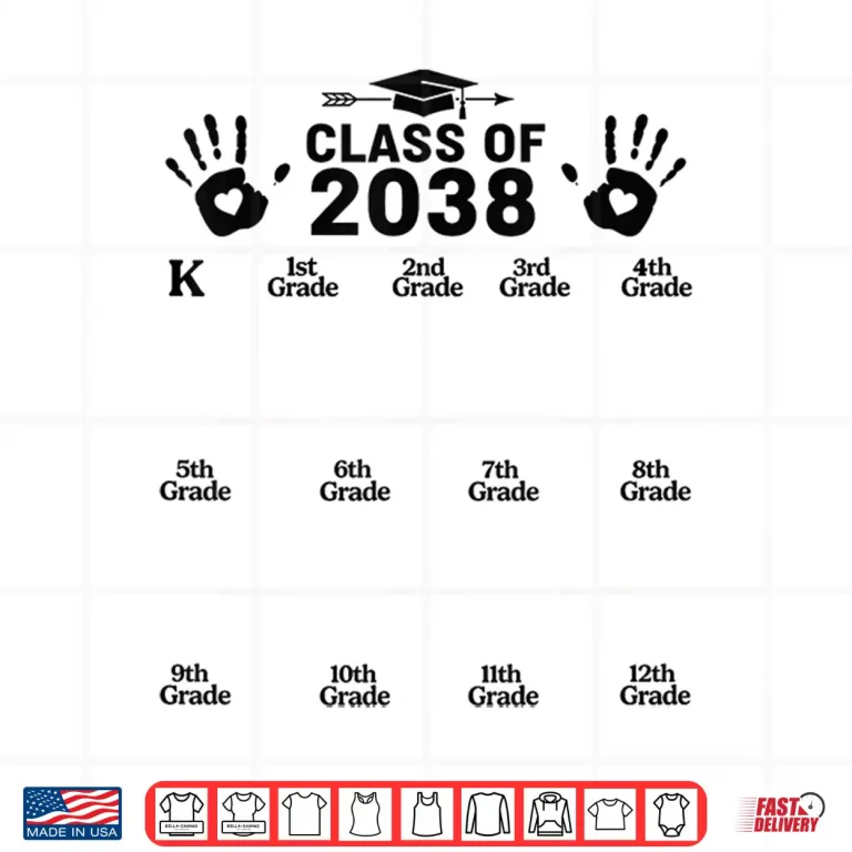 Design Class of 2038 Grow With Me Handprint Kindergarten to 12th Shirt
