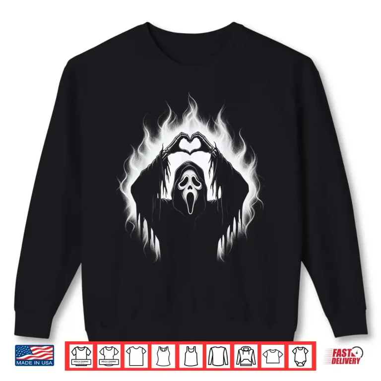 Sweatshirt Halloween Scary Face Horror Creepy Ghost Heart Hands Spooky Shirt
