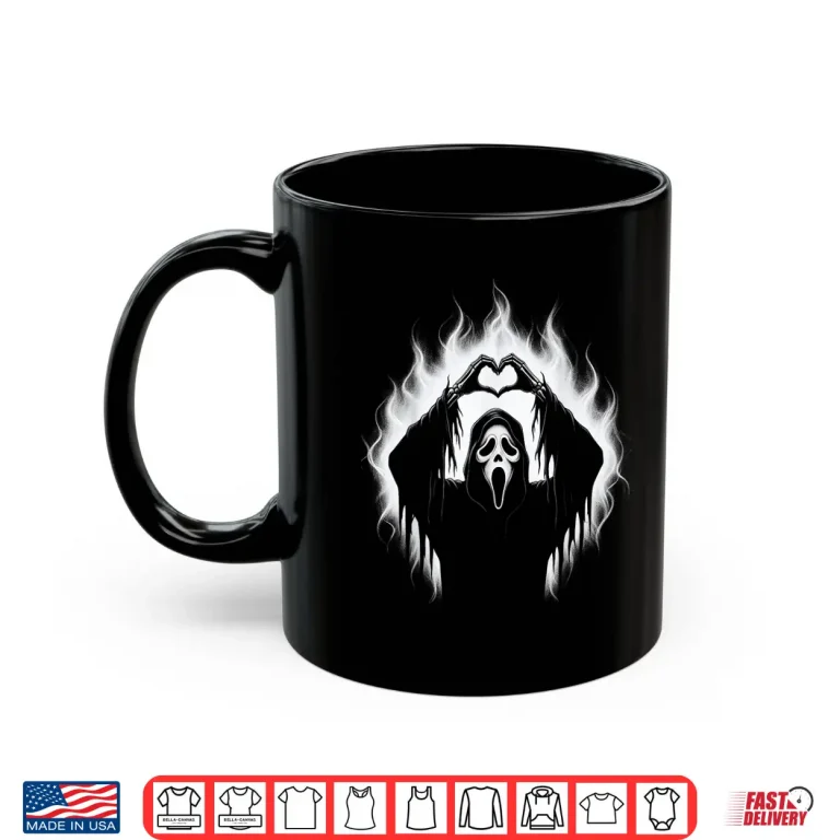 Mug Halloween Scary Face Horror Creepy Ghost Heart Hands Spooky Shirt